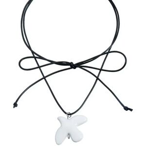 Black Double-Strand Choker Necklace with White dove Pendant